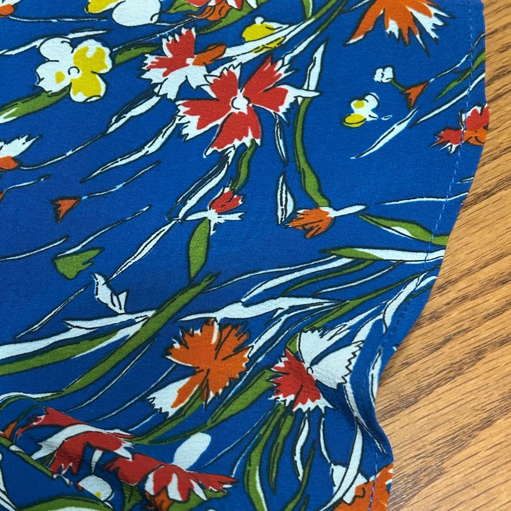 Zara Basic Blue Floral Blouse EUC Size XS - Picture 4 of 6
